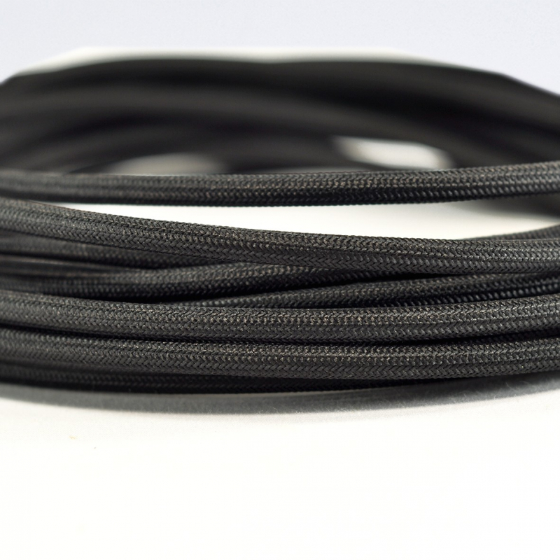 Dekoratif Örgülü Siyah Renkli Kumaş Kablo