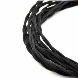 Dekoratif Örgülü Siyah Renkli Kumaş Burgu Kablo