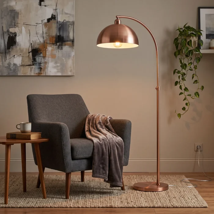Zirkon Kemer Modern Fırçalı Bakır Lambader - Görsel 3